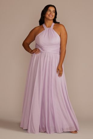 As is High-Neck Mesh Dress with Full Skirt in Chianti