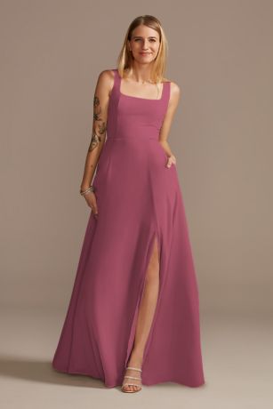 Picture of As Is Chiffon Squared Tank Lace Up Bridesmaid Dres in Chianti Size: 10 David's Bridal