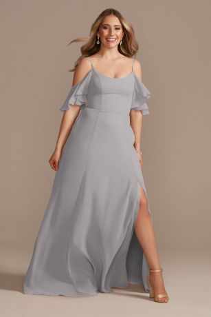 Picture of As Is Cold-Shoulder Long Chiffon Dress