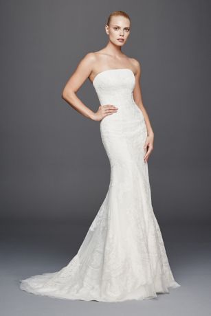 david's bridal strapless lace dress