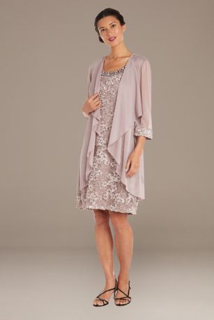 Picture of As is Floral Lace Short Tank Dress Chiffon Jacket