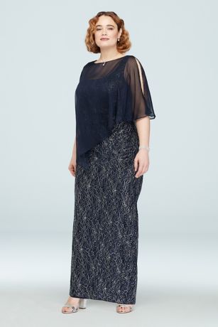 Picture of Metallic Lace Plus Size Gown with Beaded Cap