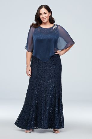 Picture of As is Plus Size Sequin Lace Dress Flutter Sleeve