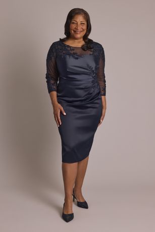 Satin Faux Set Mini Dress with Pearls