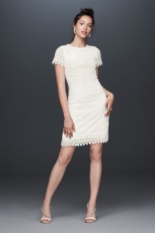 Picture of Illusion Short Sleeve Dress Venice Lace Trim