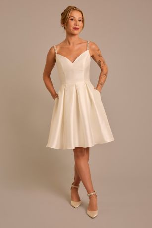 Picture of As is Mikado Short Dress with Crystal Straps