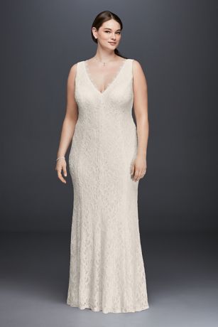 Picture of Allover Lace Plus Size Sheath Wedding Dress