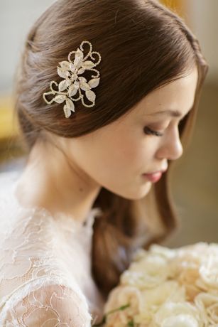 Hand Wired Floral Comb With Swarovski Crystals David S Bridal