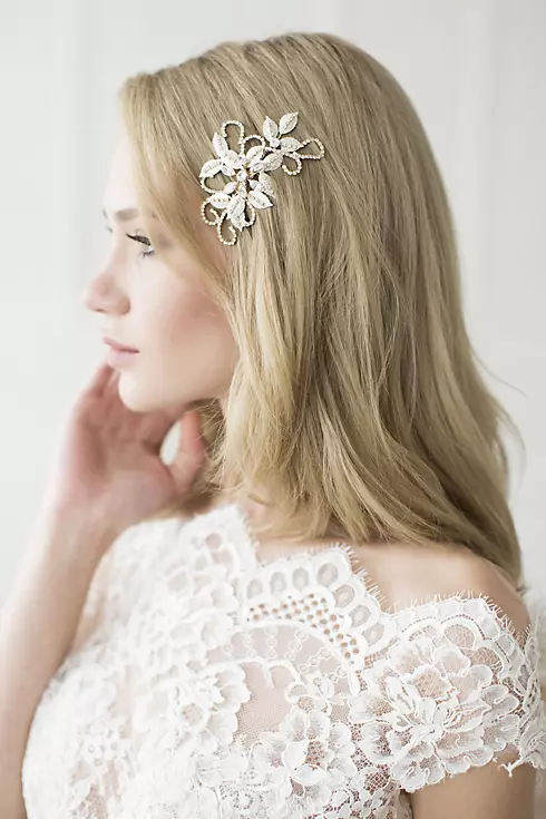 Hand-Wired Floral Comb with Swarovski Crystals Image 1