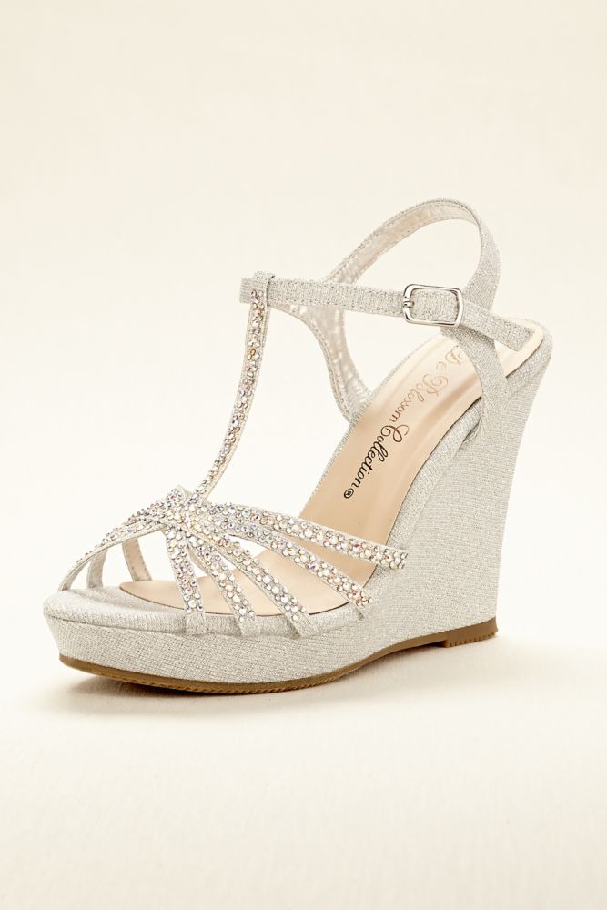 Wedding Bridesmaid Shoes High Heel T Strap Wedge Sandal Style ALINA11 ...