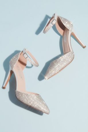 white pointed toe ankle strap heels