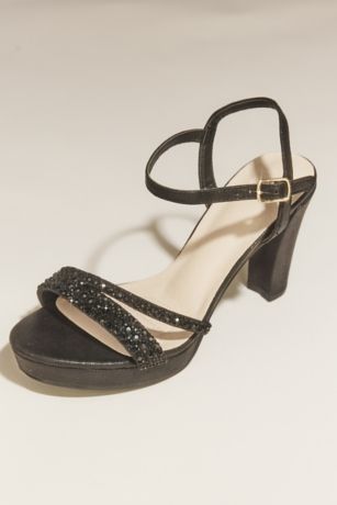 Picture of Crystal Embellished Metallic Platform Heels