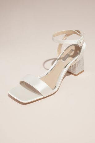Picture of Rhinestone Block Heel Satin Sandals