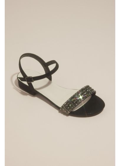 Embellished Low Block Heel Sandal with Ankle Strap - When going glam, you don't have to skip