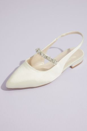 Picture of Satin Slingback Flats with Crystal Strap