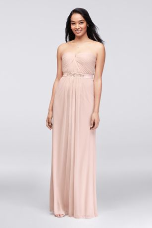 Crinkle Chiffon Bridesmaid Dress with Front Ruffle | David's Bridal