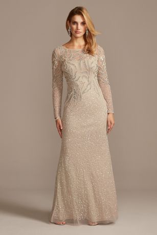 adrianna papell embellished illusion gown