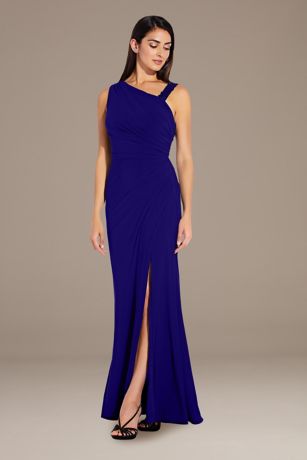 Long A-Line One Shoulder Dress - Adrianna Papell