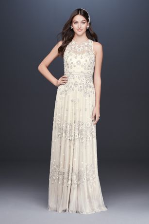 beaded sheath wedding dress