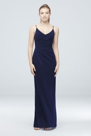 Picture of Scoopback Stretch Crepe Sheath Dress with Ruching