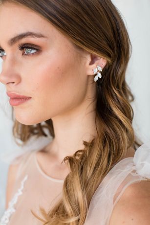 Picture of Handmade Sparkling Leaf Cluster Post Earrings