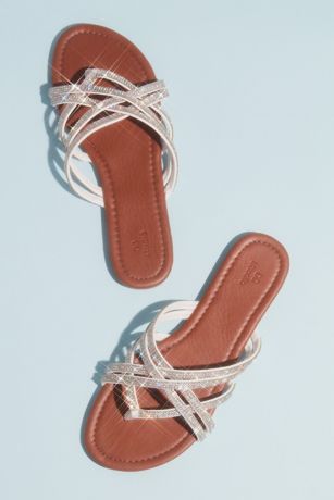 Pave Crystal Strappy Thong Slide 