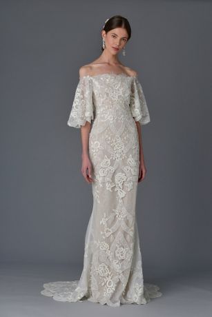 Picture of Embroidered Off-the-Shoulder Flutter Sleeve Gown