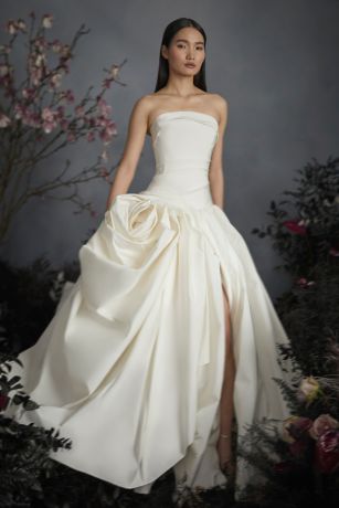 Picture of Strapless Faille Ball Gown with Rosette Skirt