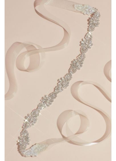 Multi-Cut Crystal Flower Sash - This sash features marquise, pear, and solitaire-cut crystals