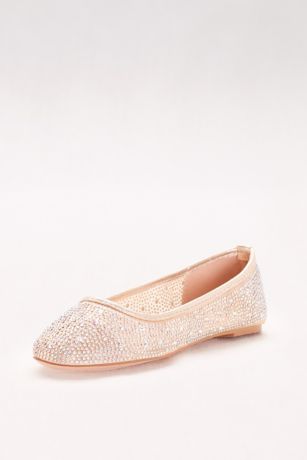 mesh ballet flat with scattered crystals