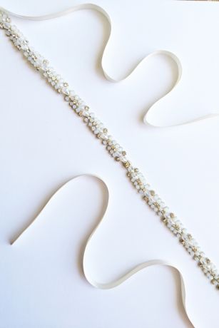 Picture of Swarovski Crystal and Opal Sash with Silk Ribbon