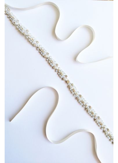 Swarovski Crystal and Opal Sash with Silk Ribbon | David's Bridal