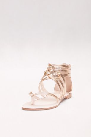 metallic gladiator sandals