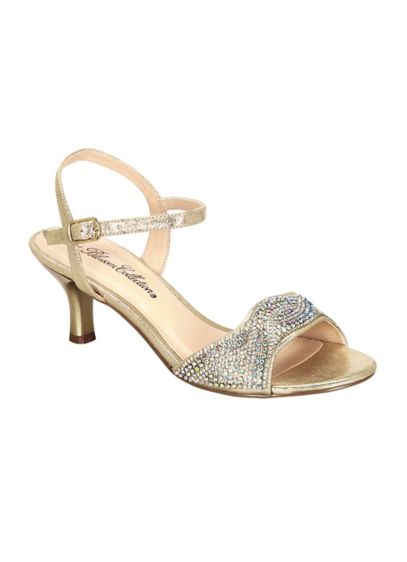 Low Heel Quarter Strap Sandal with AB Crystals | David's Bridal