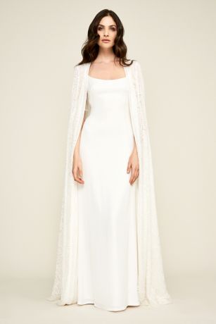 long white cape dress