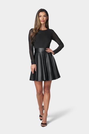 Picture of Faux Leather Flare Dress