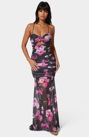 Picture of Twist Front Mermaid Mesh Gown