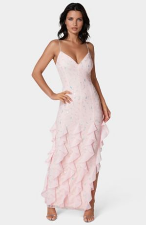 Picture of Cascade Beaded Mesh Gown