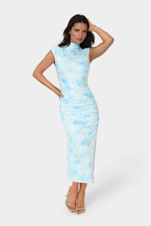 Picture of Sleeveless Mock Neck Ruched Midaxi Dress