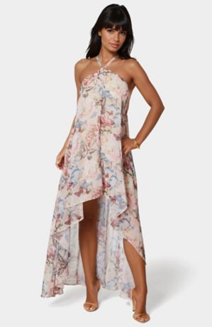 Picture of High Low Chiffon Halter Maxi Dress