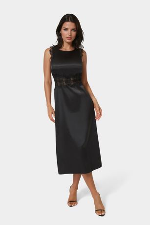 Picture of Satin Lace Insert Midi Dress