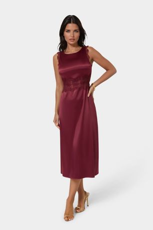 Picture of Satin Lace Insert Midi Dress