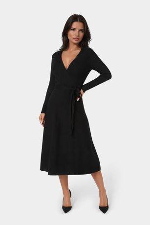Picture of Long Sleeve Fit and Flare Pleated Sweater Dress
