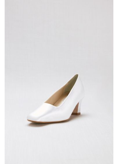 Touch Ups White (Dyeable Simple Satin Low-Heel Pumps)