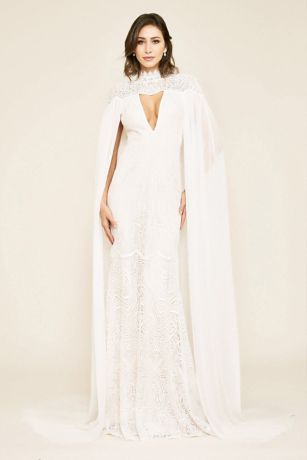 bridal gown with cape