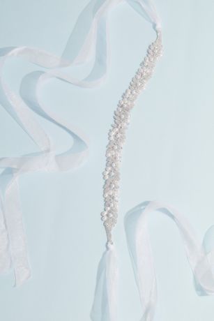 Picture of Crystal and Freshwater Pearl Filigree Leaf Sash