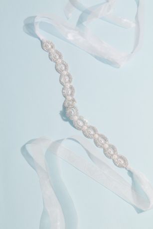 Picture of Oblong Crystal Ring Sash with Pearl Centers