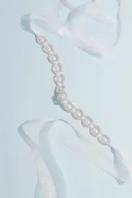 David's Bridal Oblong Crystal Ring Sash with Pearl Centers