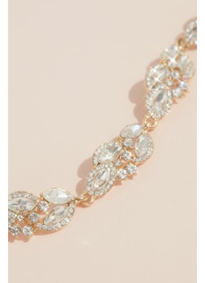 Haloed Marquise Crystal Clusters Bracelet - Wedding Accessories