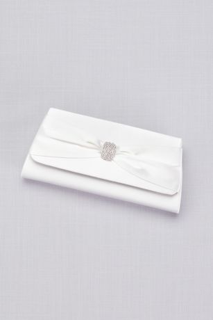 Picture of Dyeable Satin Clutch with Rhinestone Bow